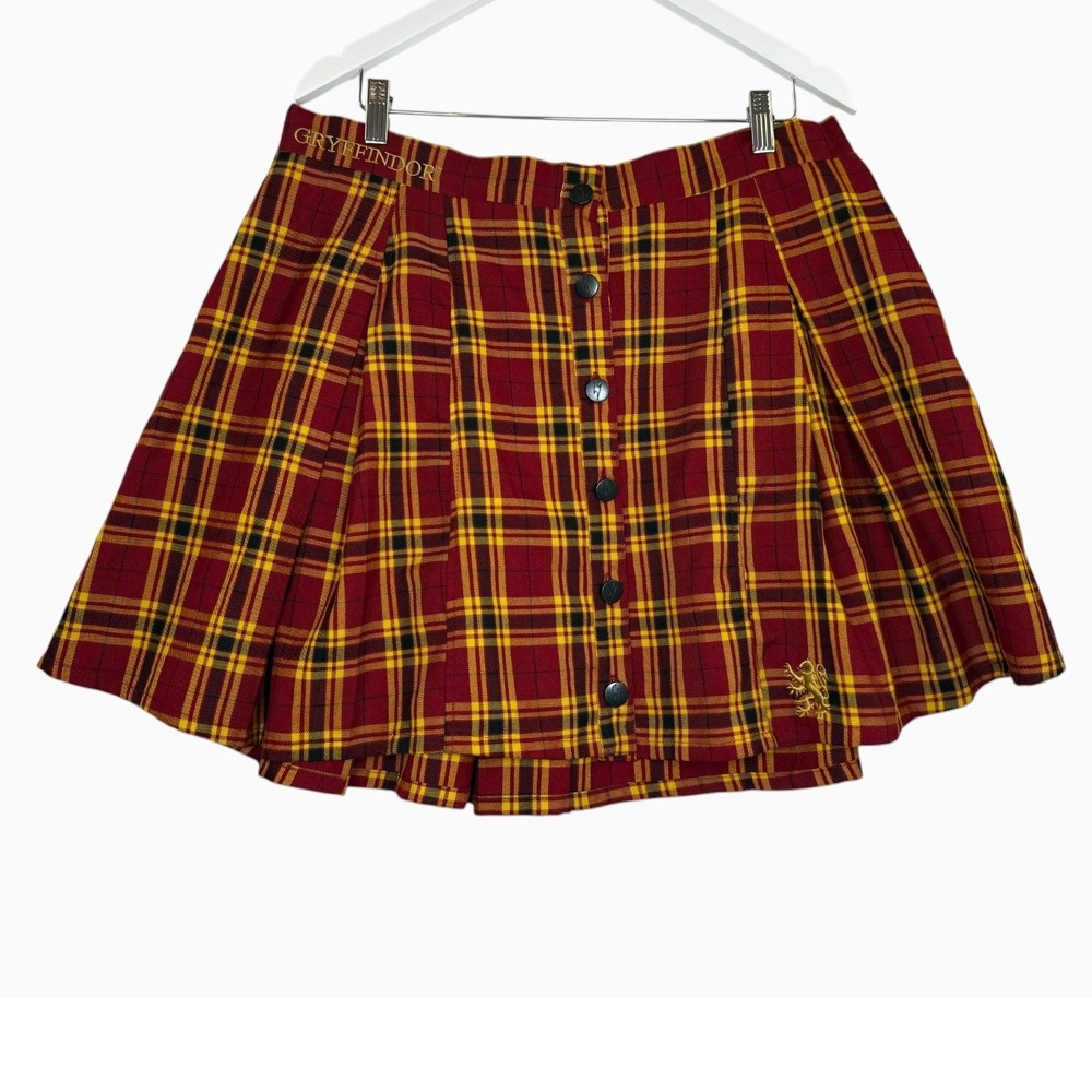 Harry Potter Gryffindor Plaid Pleated Skirt Plus Size 2X Button Front